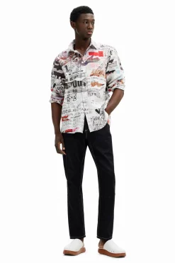 Camisetas|Camisas-Desigual Camisa con diseño de prensa japonesa