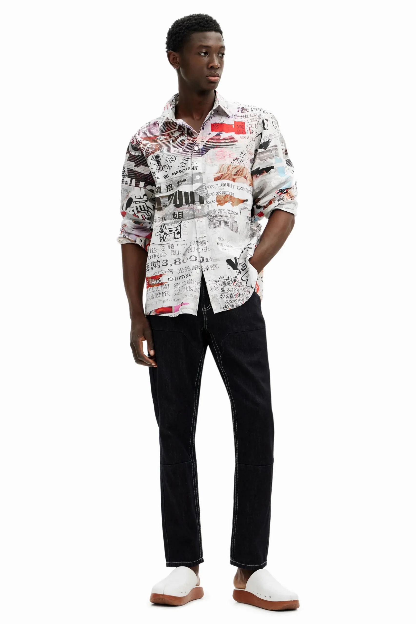 Camisetas|Camisas-Desigual Camisa con diseño de prensa japonesa