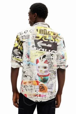 Camisetas|Camisas-Desigual Camisa con diseño de prensa japonesa