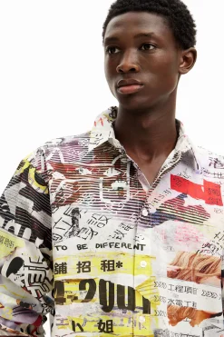 Camisetas|Camisas-Desigual Camisa con diseño de prensa japonesa