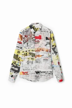 Camisetas|Camisas-Desigual Camisa con diseño de prensa japonesa