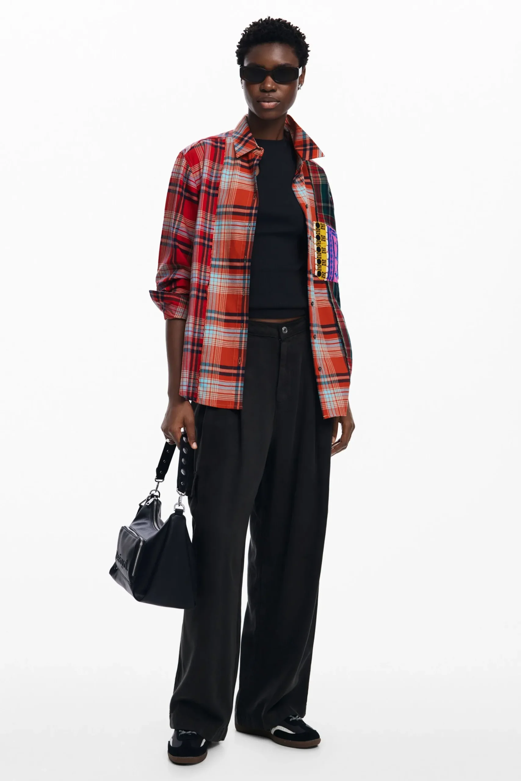 Camisas Y Blusas-Desigual Camisa cuadros patch