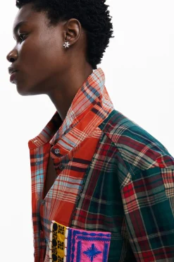 Camisas Y Blusas-Desigual Camisa cuadros patch