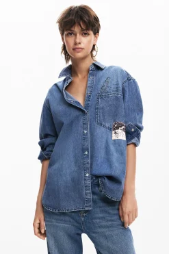 Camisas Y Blusas-Desigual Camisa denim Mickey Mouse