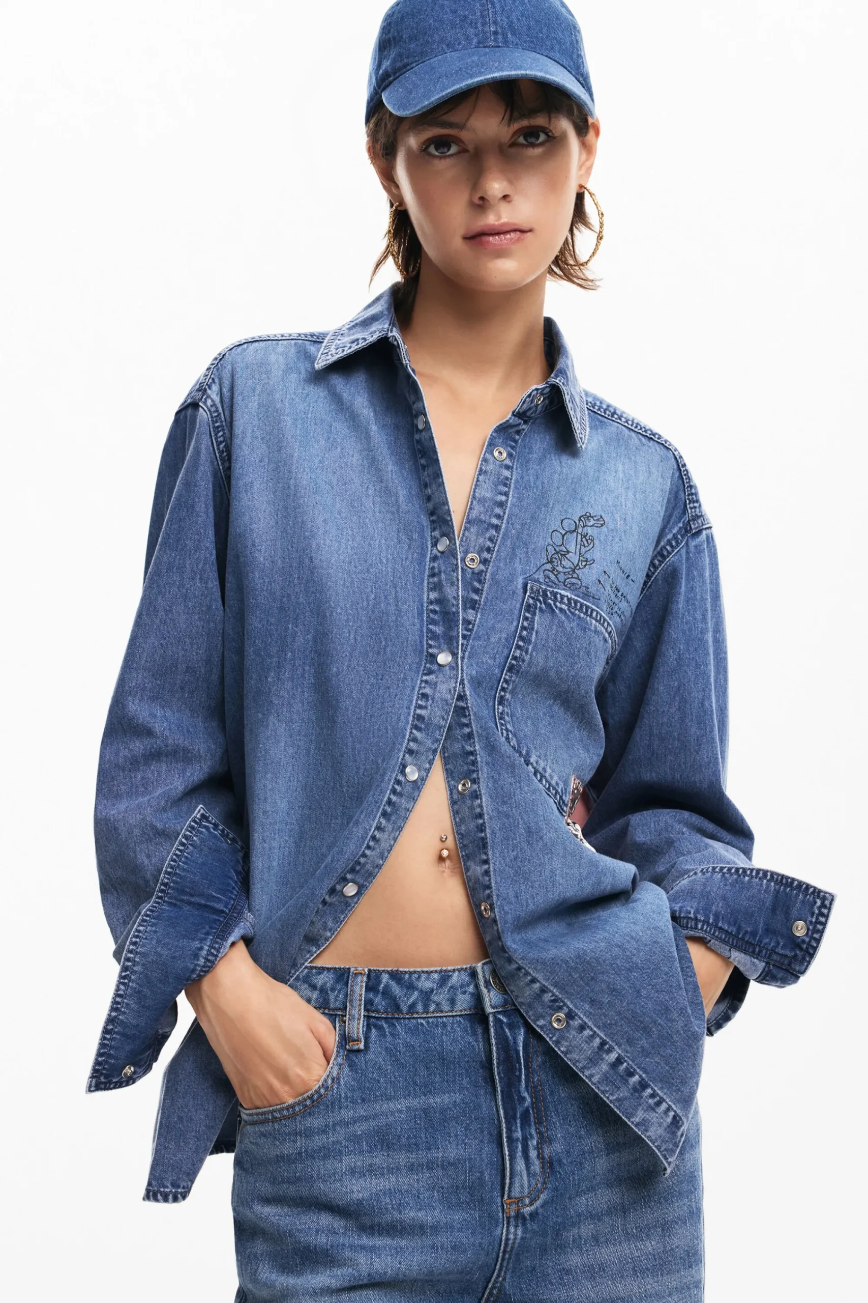 Camisas Y Blusas-Desigual Camisa denim Mickey Mouse