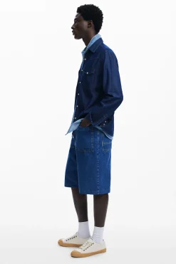 Camisetas|Camisas-Desigual Camisa denim patchwork
