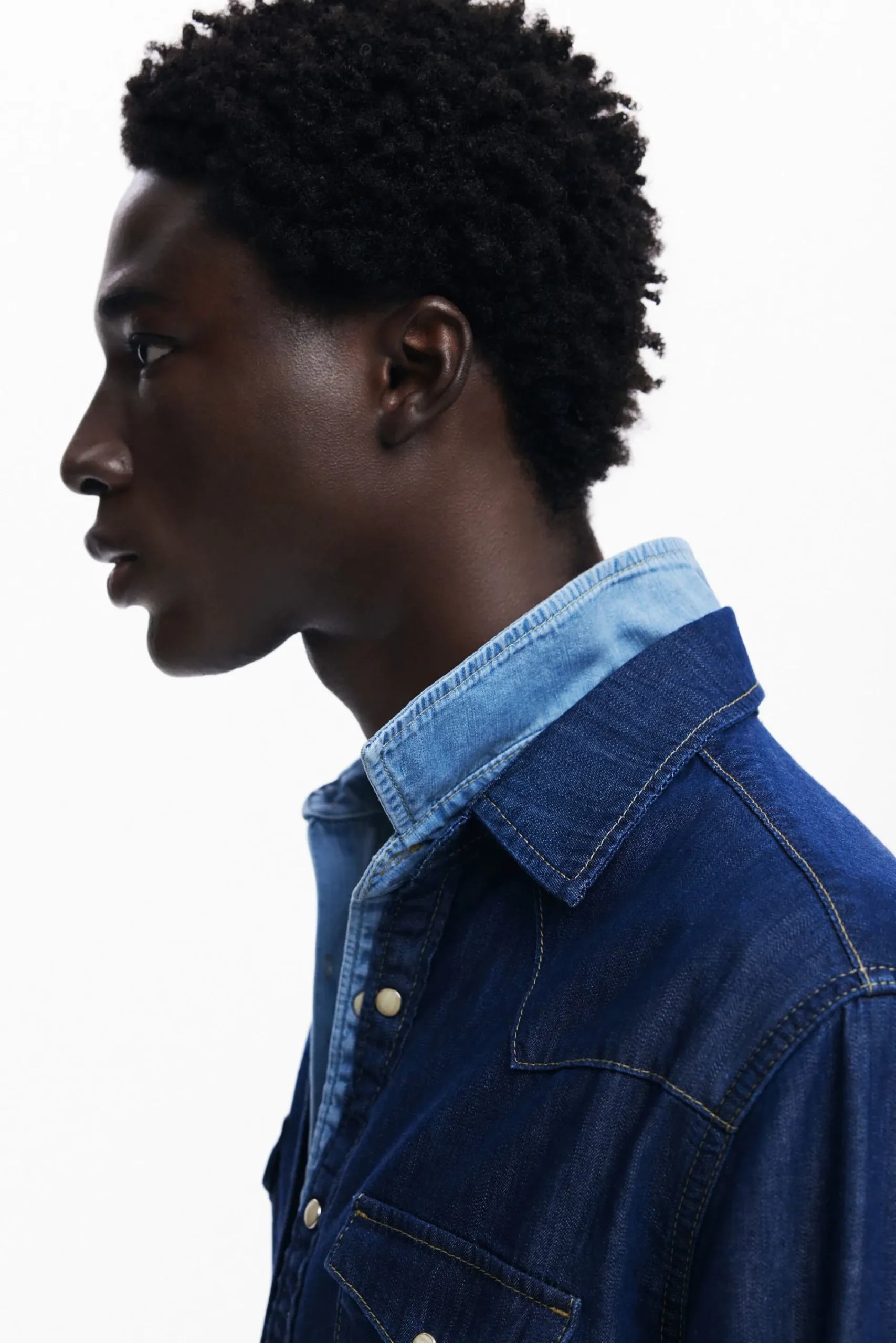 Camisetas|Camisas-Desigual Camisa denim patchwork
