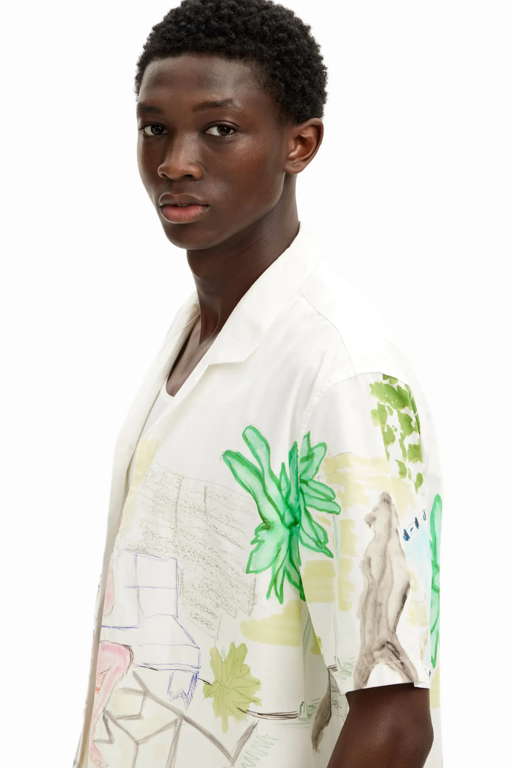 Camisetas|Camisas-Desigual Camisa estampado acuarela