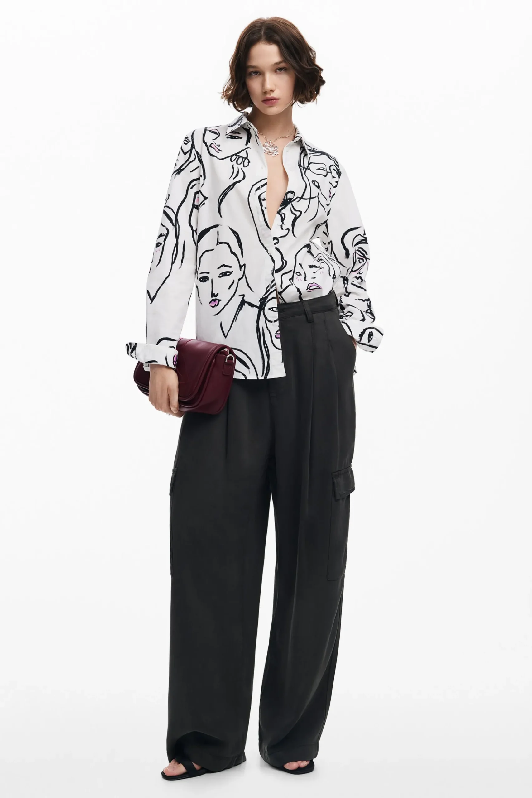 Camisas Y Blusas-Desigual Camisa estampado caras