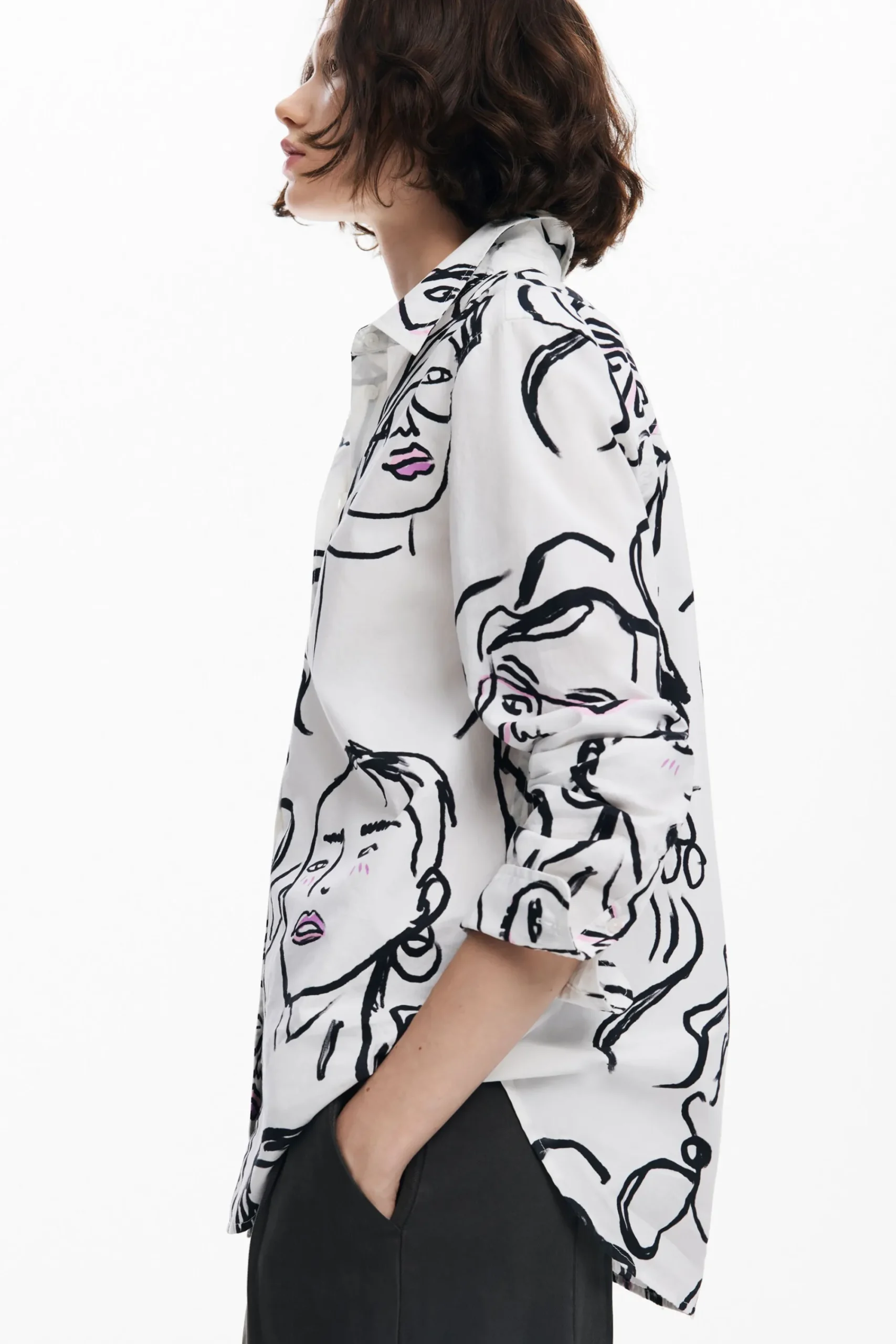 Camisas Y Blusas-Desigual Camisa estampado caras