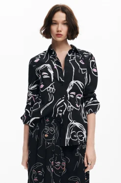 Camisas Y Blusas-Desigual Camisa estampado caras