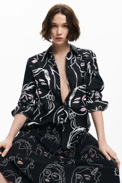 Camisas Y Blusas-Desigual Camisa estampado caras