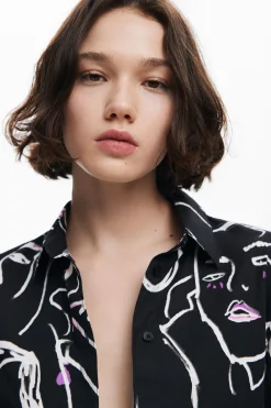 Camisas Y Blusas-Desigual Camisa estampado caras