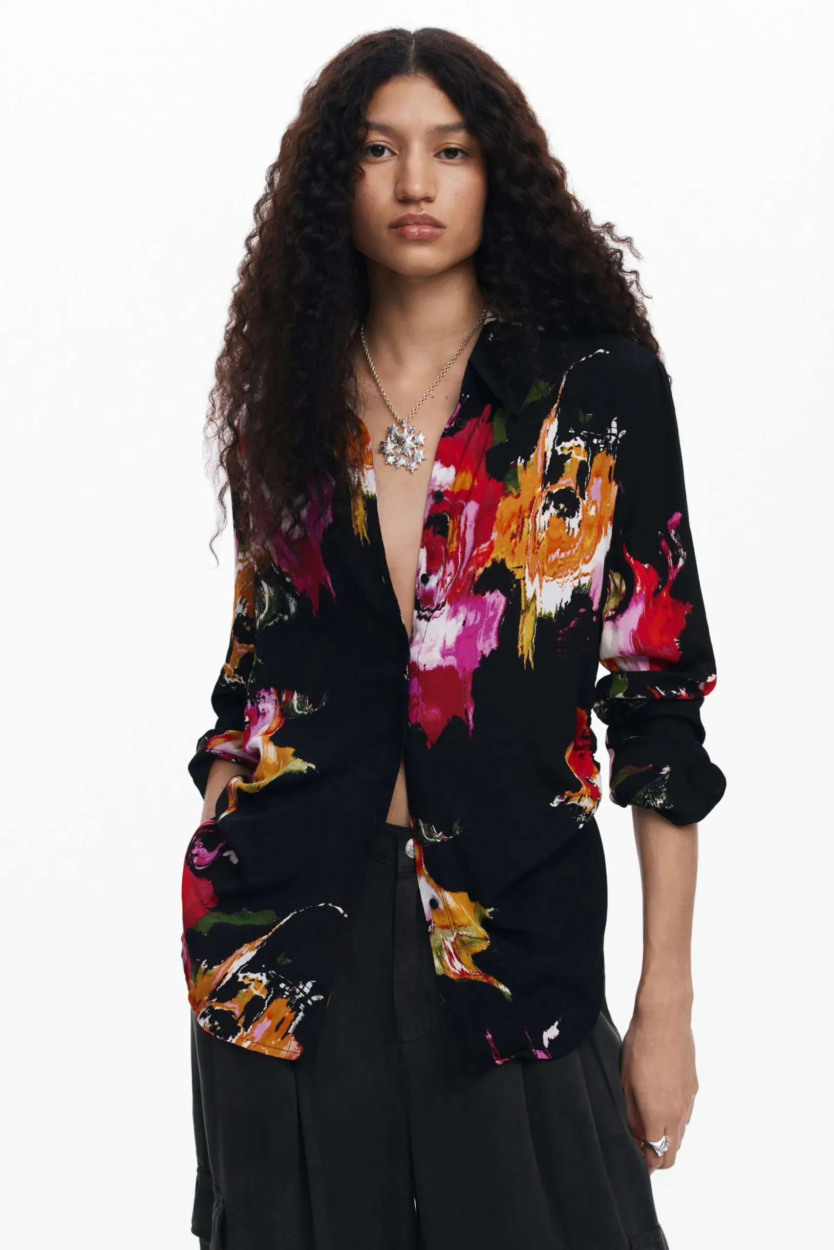 Camisas Y Blusas-Desigual Camisa estampado flores