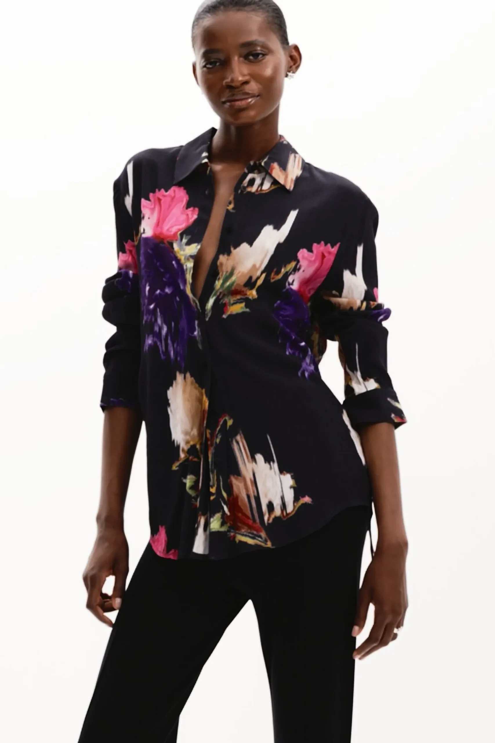 Camisas Y Blusas-Desigual Camisa estampado flores