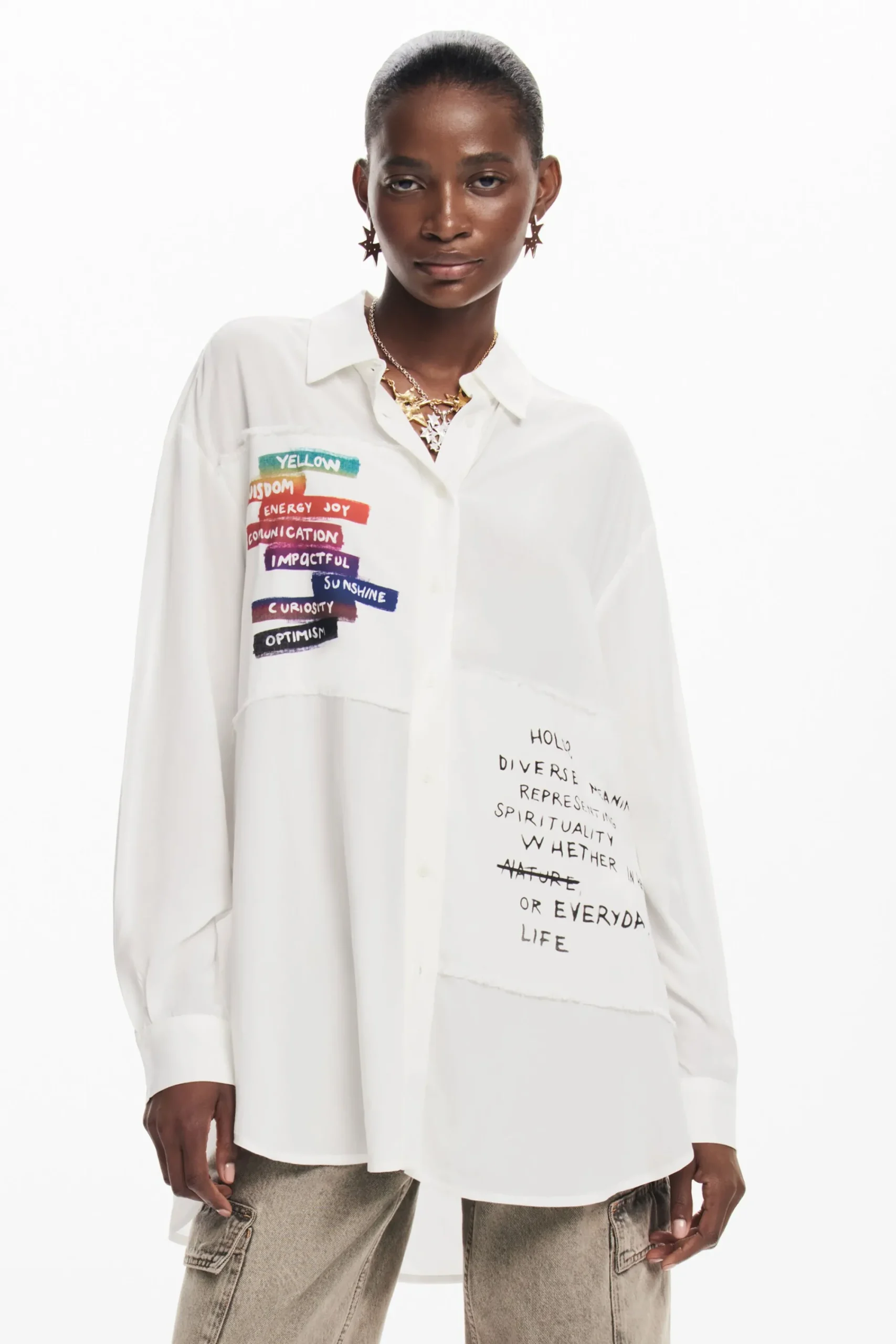 Camisas Y Blusas-Desigual Camisa estampado letras