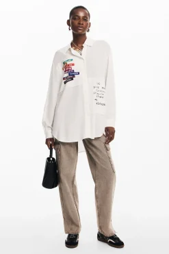 Camisas Y Blusas-Desigual Camisa estampado letras