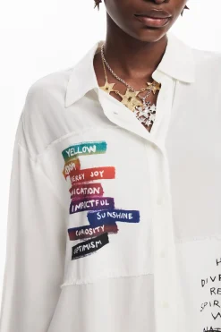 Camisas Y Blusas-Desigual Camisa estampado letras