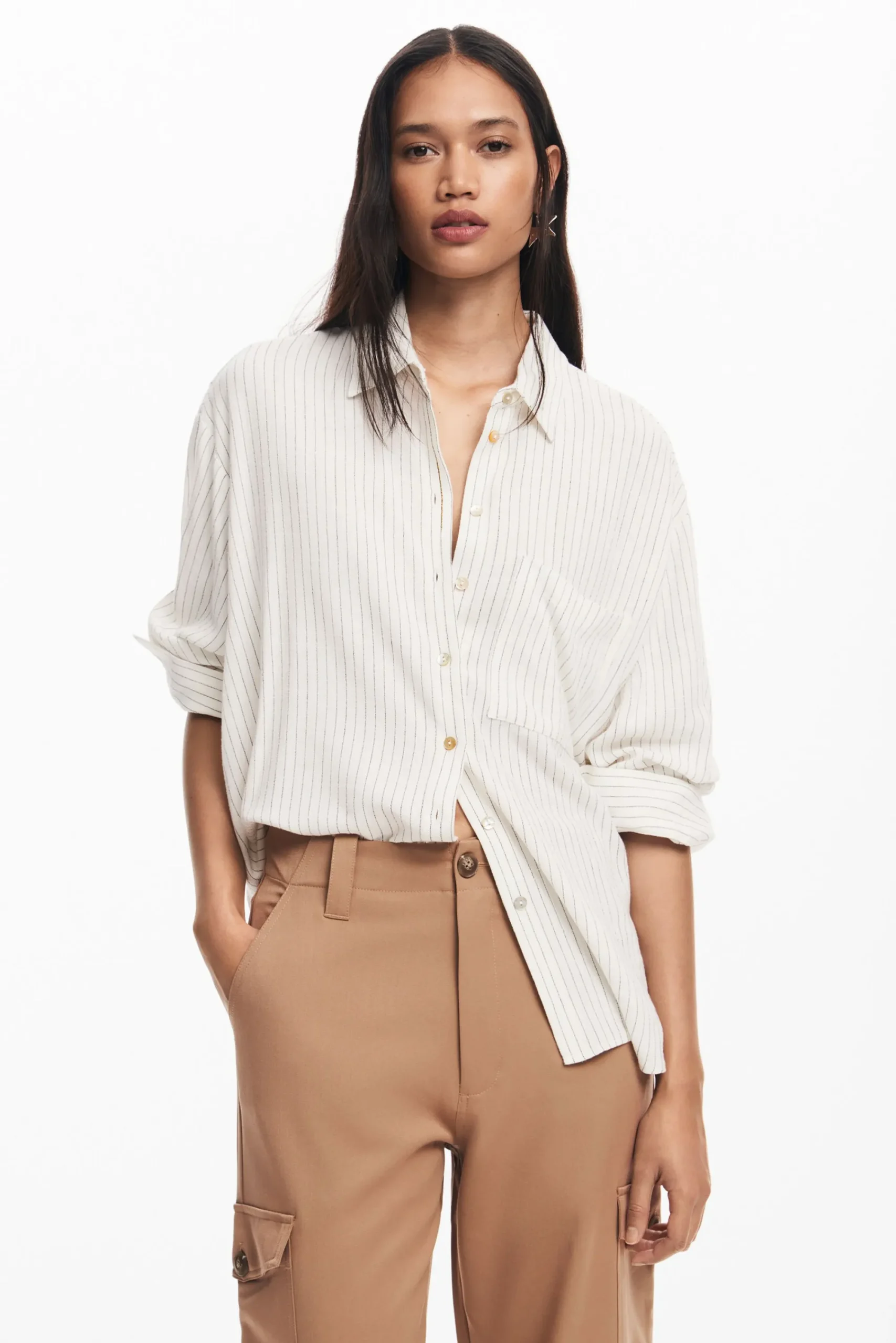 Camisas Y Blusas-Desigual Camisa estampado rayas