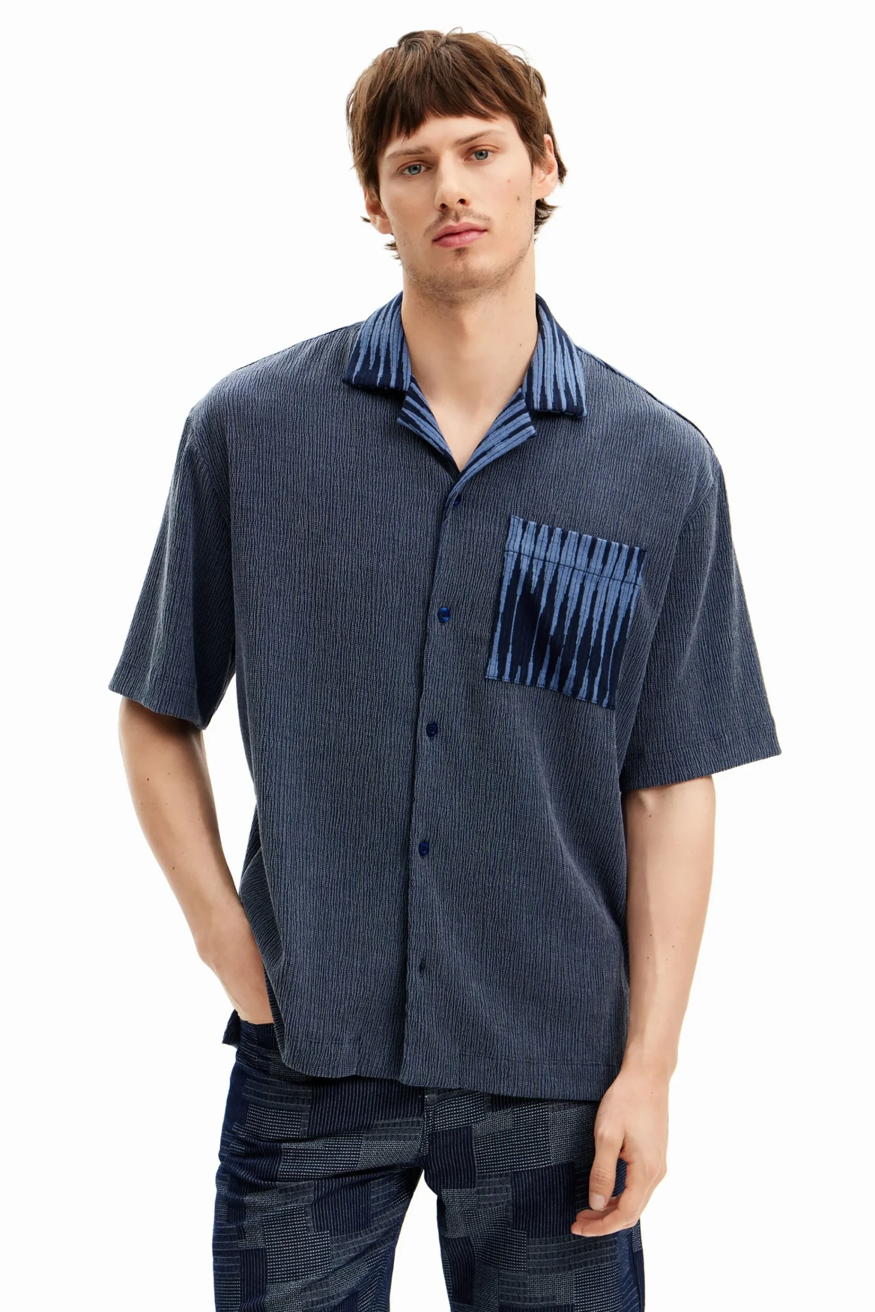 Camisetas|Camisas-Desigual Camisa híbrida tejido