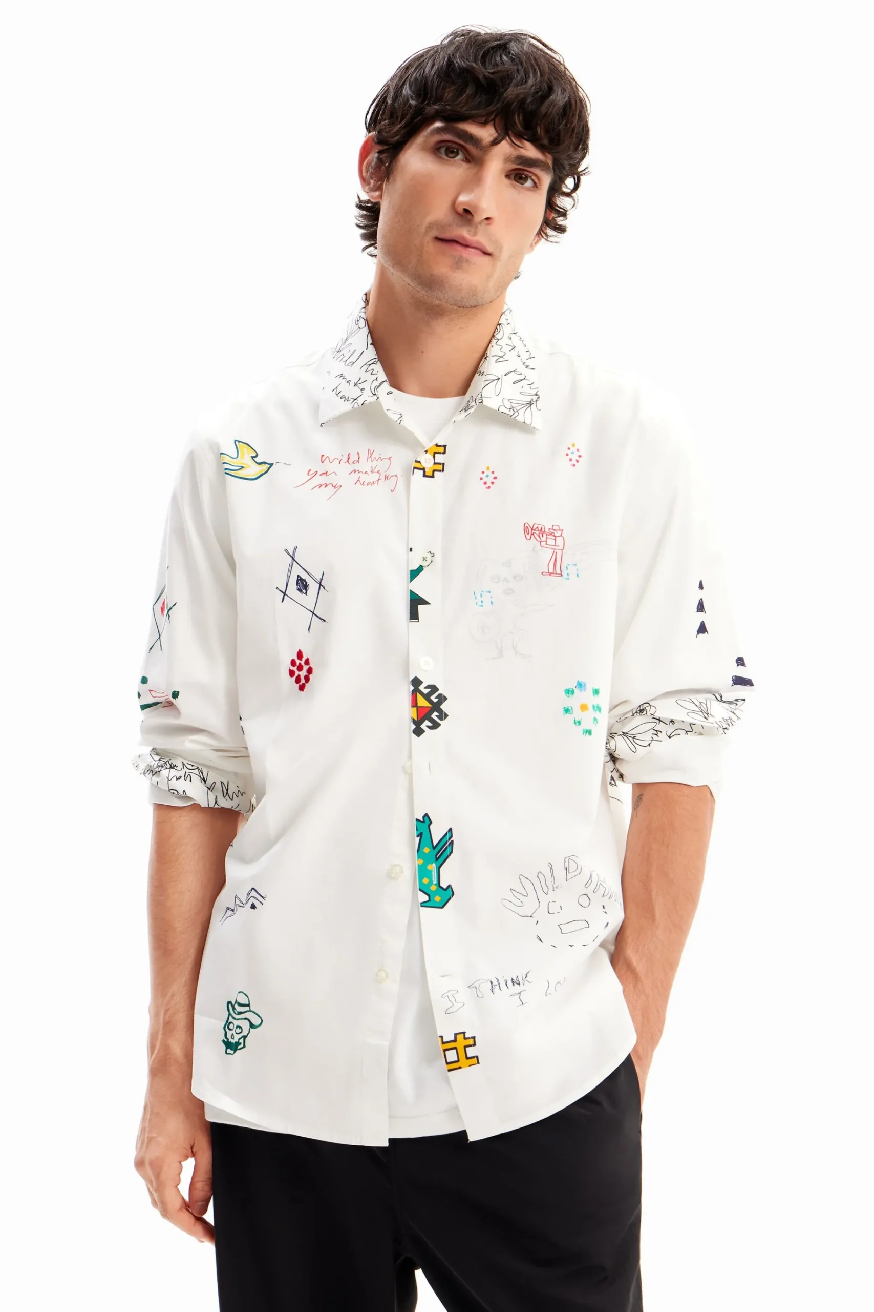 Camisetas|Camisas-Desigual Camisa ilustrada mensajes