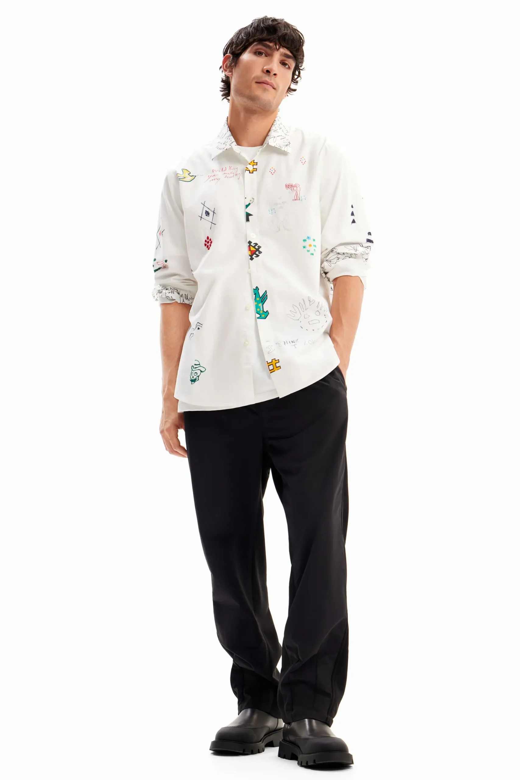 Camisetas|Camisas-Desigual Camisa ilustrada mensajes