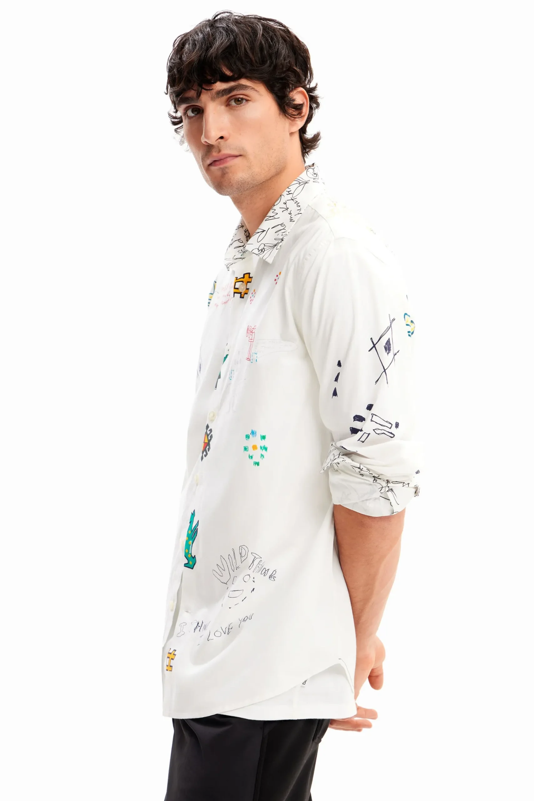 Camisetas|Camisas-Desigual Camisa ilustrada mensajes