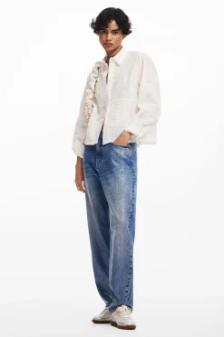 Camisas Y Blusas-Desigual Camisa lisa bordados