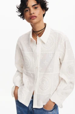 Camisas Y Blusas-Desigual Camisa lisa bordados