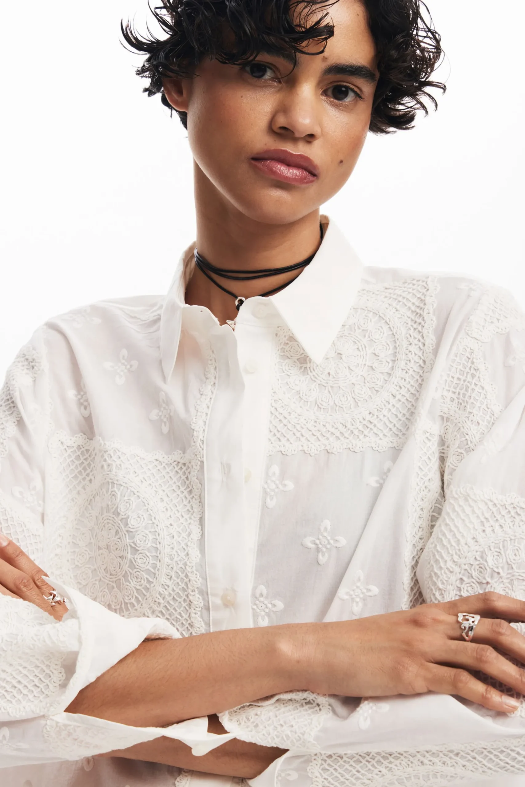 Camisas Y Blusas-Desigual Camisa lisa bordados