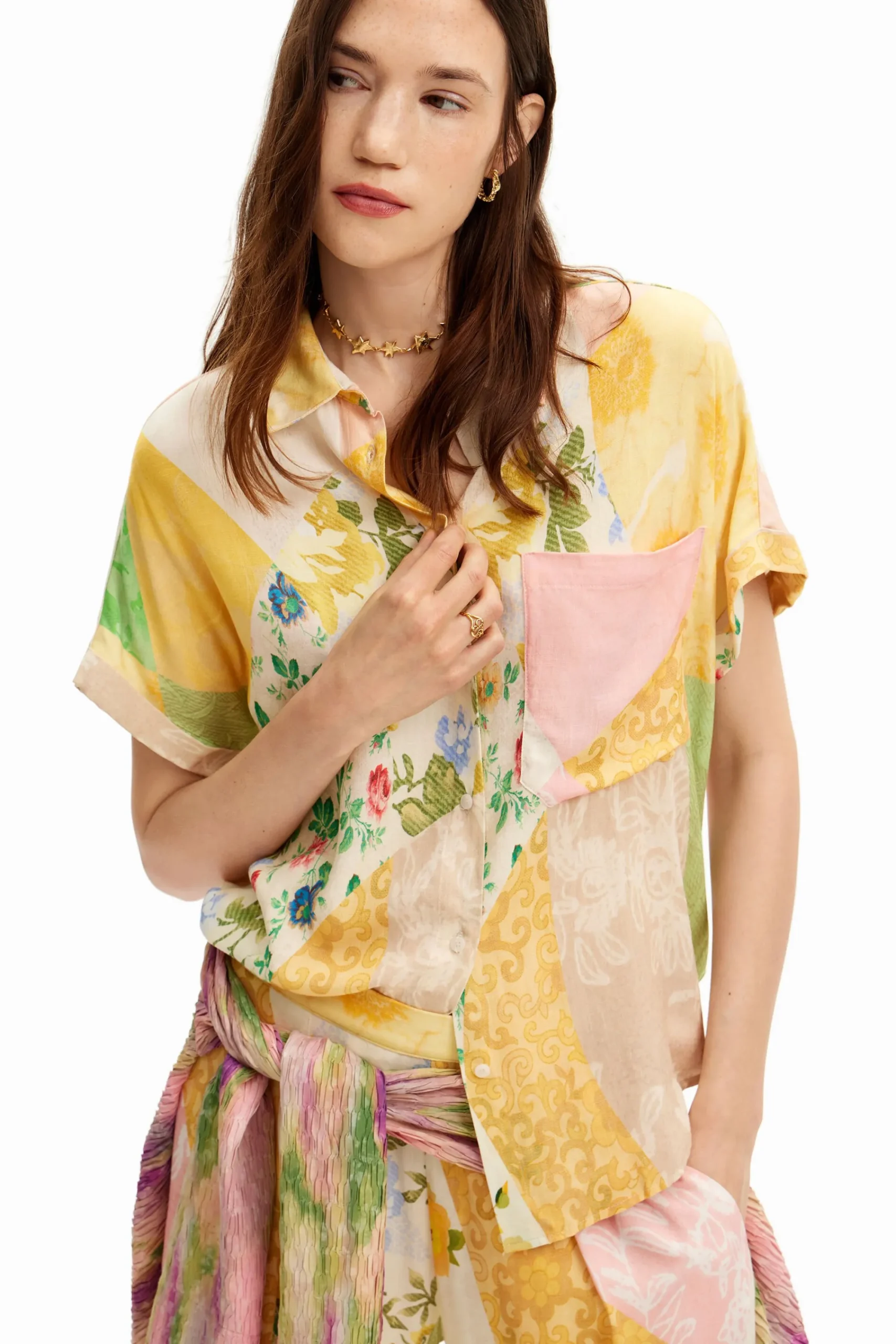 Camisas Y Blusas-Desigual Camisa parcheado floral