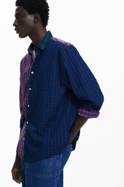Camisetas|Camisas-Desigual Camisa patchwork cuadros