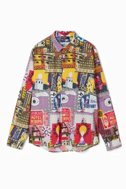 Camisetas|Camisas-Desigual Camisa popelín patchwork