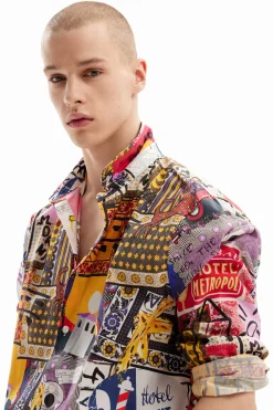Camisetas|Camisas-Desigual Camisa popelín patchwork