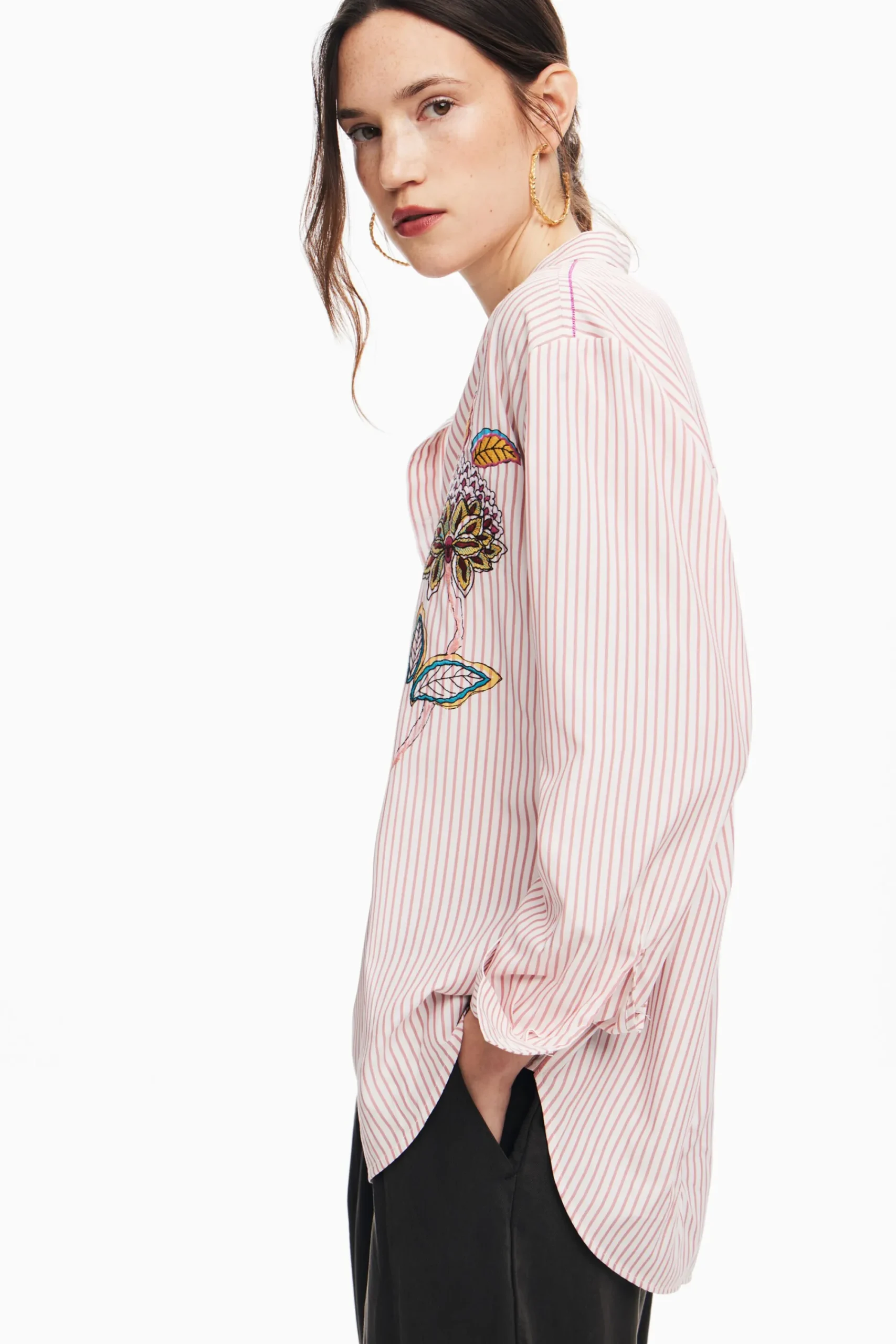 Camisas Y Blusas-Desigual Camisa rayas flores