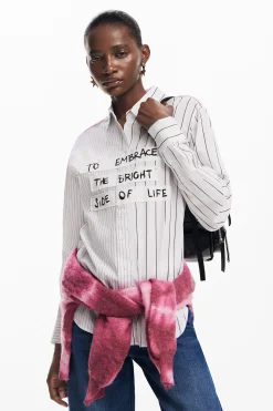 Camisas Y Blusas-Desigual Camisa rayas frase