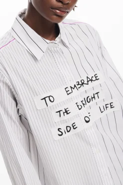 Camisas Y Blusas-Desigual Camisa rayas frase