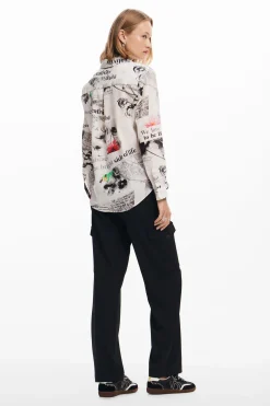 Camisas Y Blusas-Desigual Camisa texto flores
