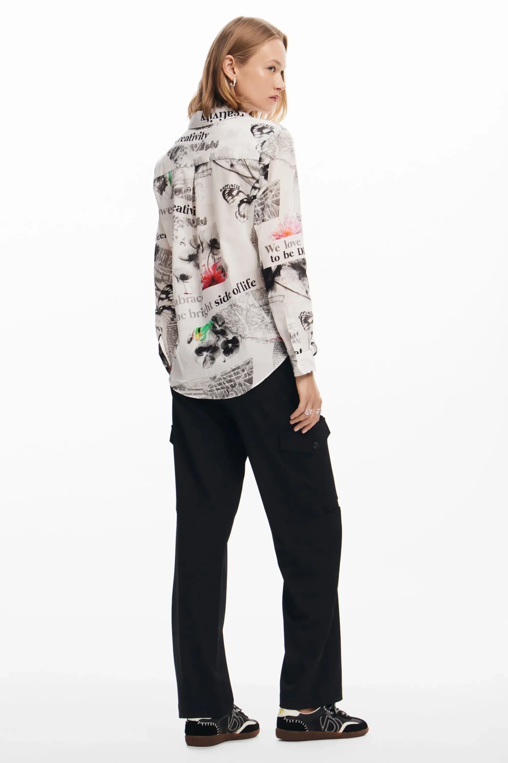Camisas Y Blusas-Desigual Camisa texto flores