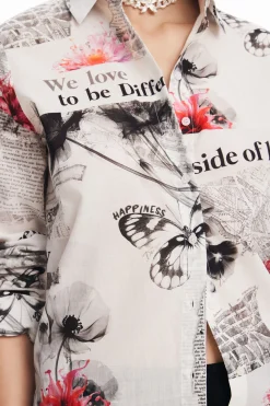 Camisas Y Blusas-Desigual Camisa texto flores