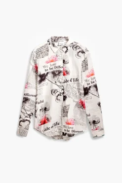 Camisas Y Blusas-Desigual Camisa texto flores