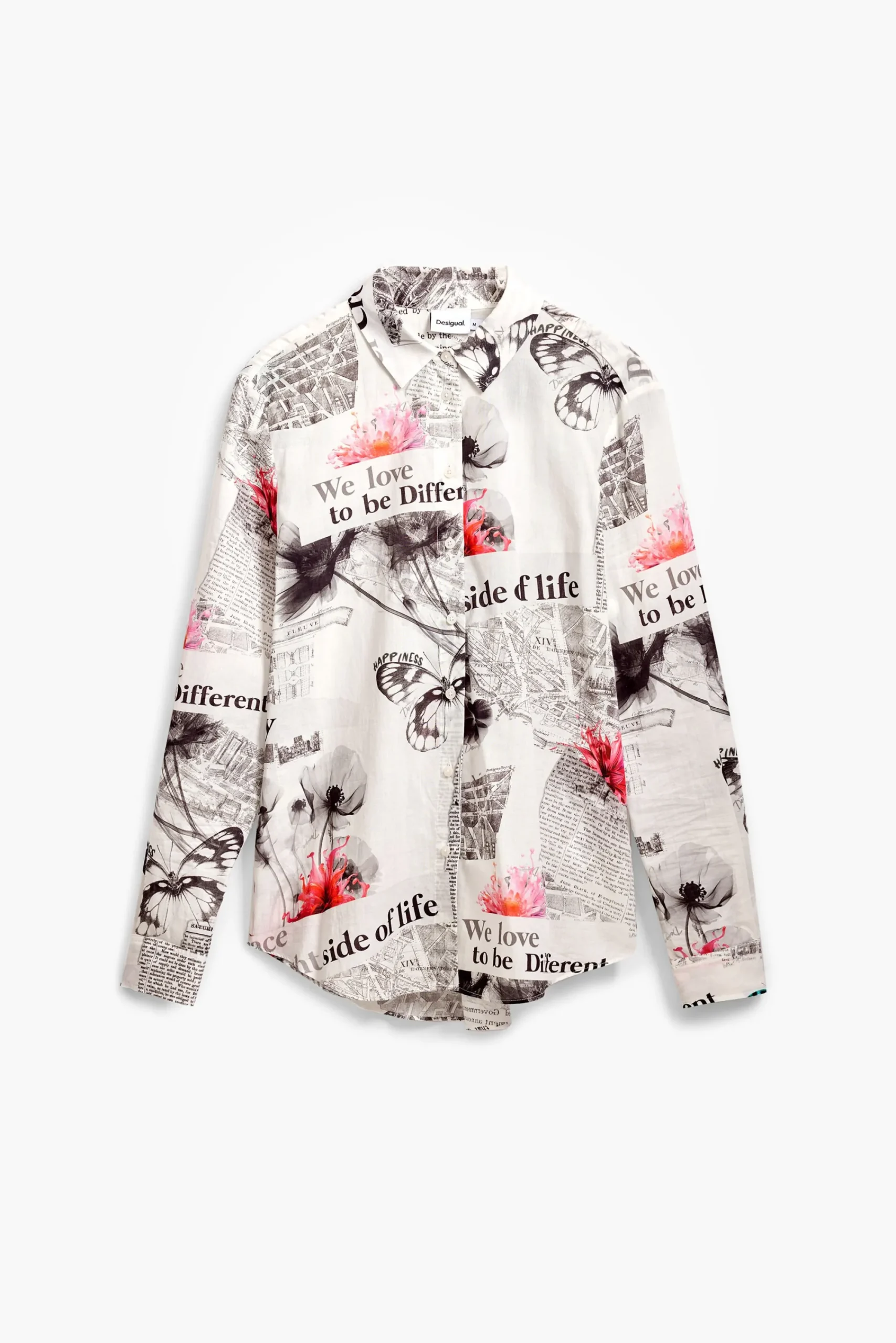 Camisas Y Blusas-Desigual Camisa texto flores