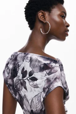 Camisas Y Blusas|Camisetas-Desigual Camiseta asimétrica flores