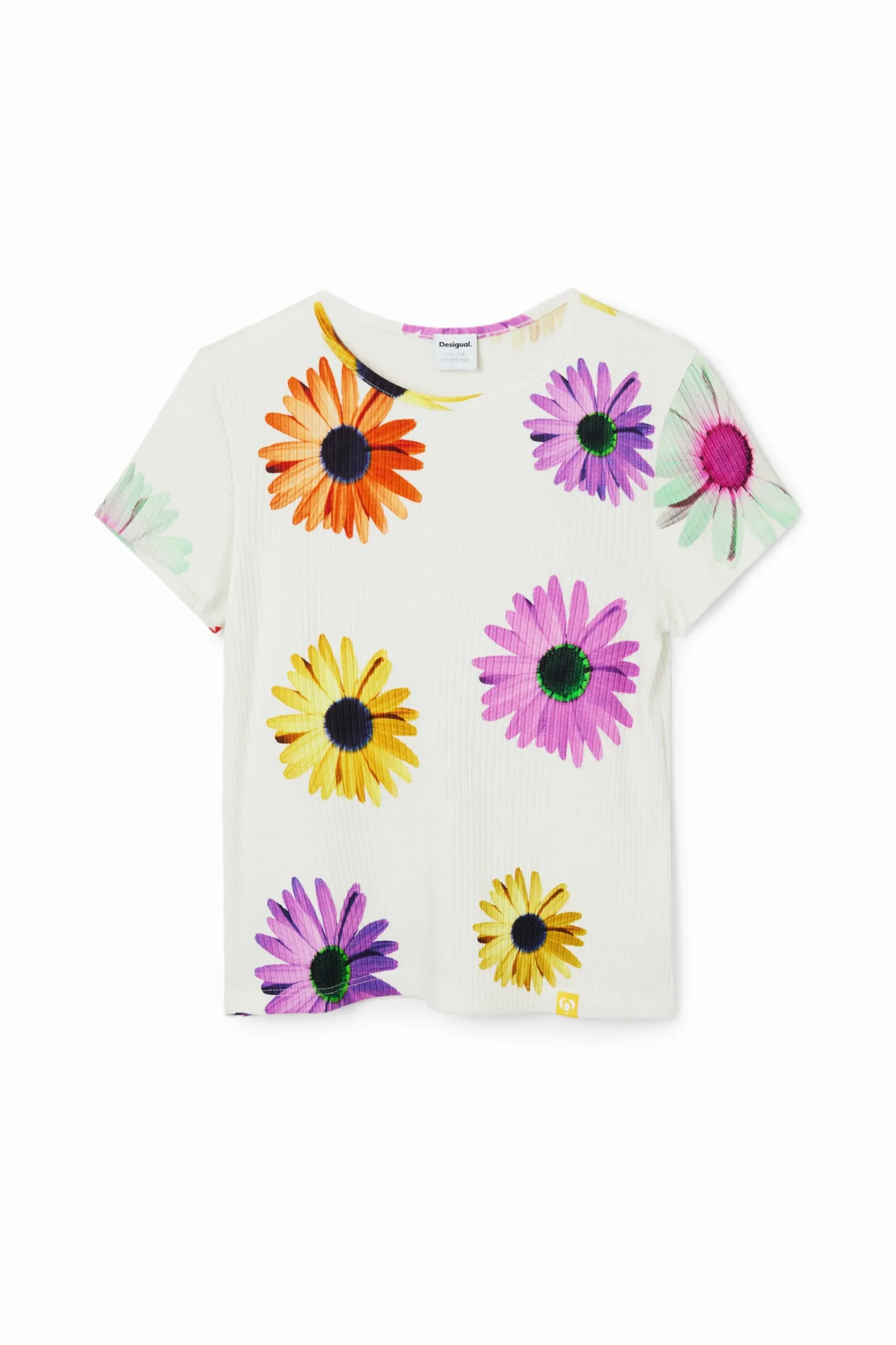 Camisetas Y Camisas-Desigual Camiseta canalé margaritas