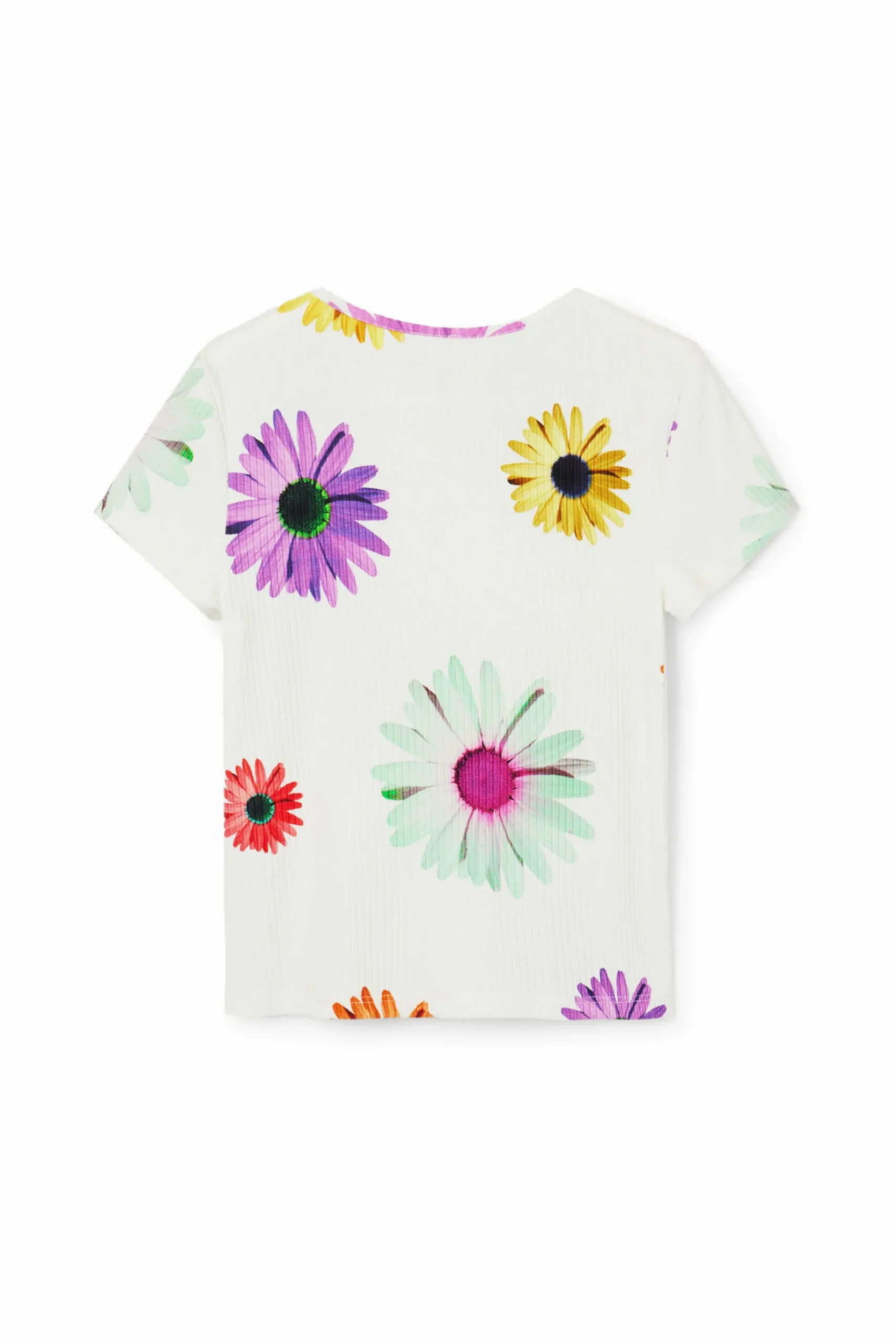 Camisetas Y Camisas-Desigual Camiseta canalé margaritas