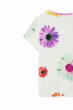 Camisetas Y Camisas-Desigual Camiseta canalé margaritas