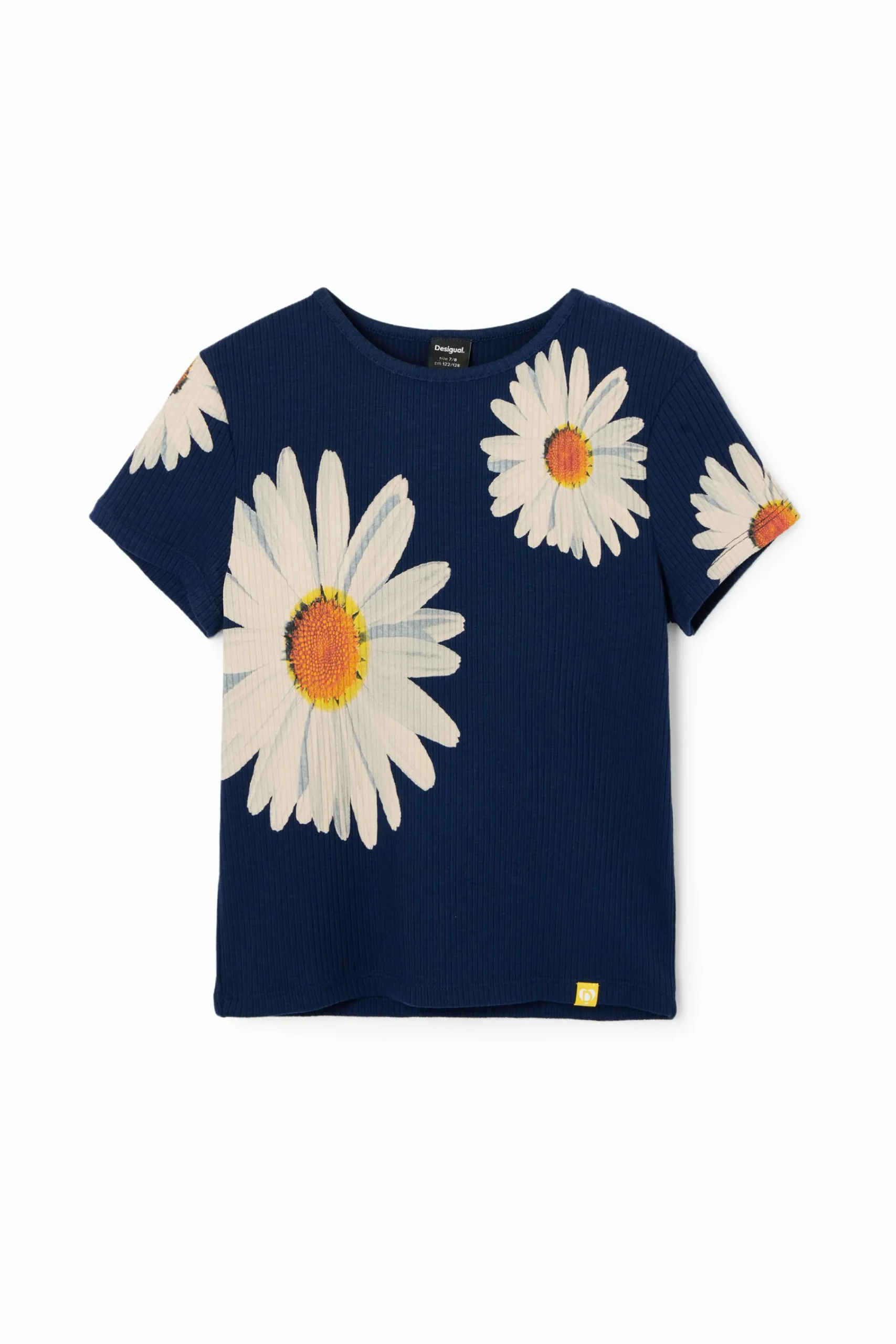 Camisetas Y Camisas-Desigual Camiseta canalé margaritas