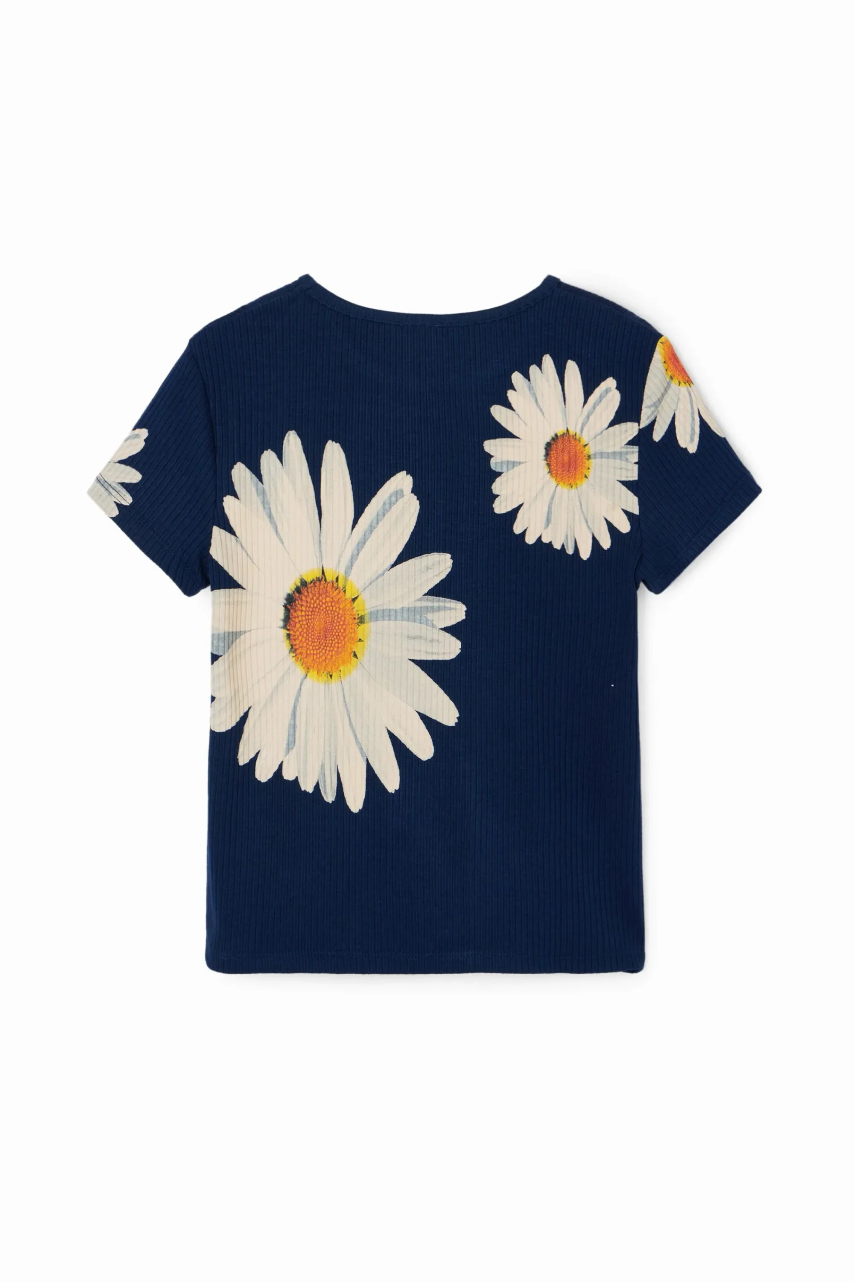 Camisetas Y Camisas-Desigual Camiseta canalé margaritas