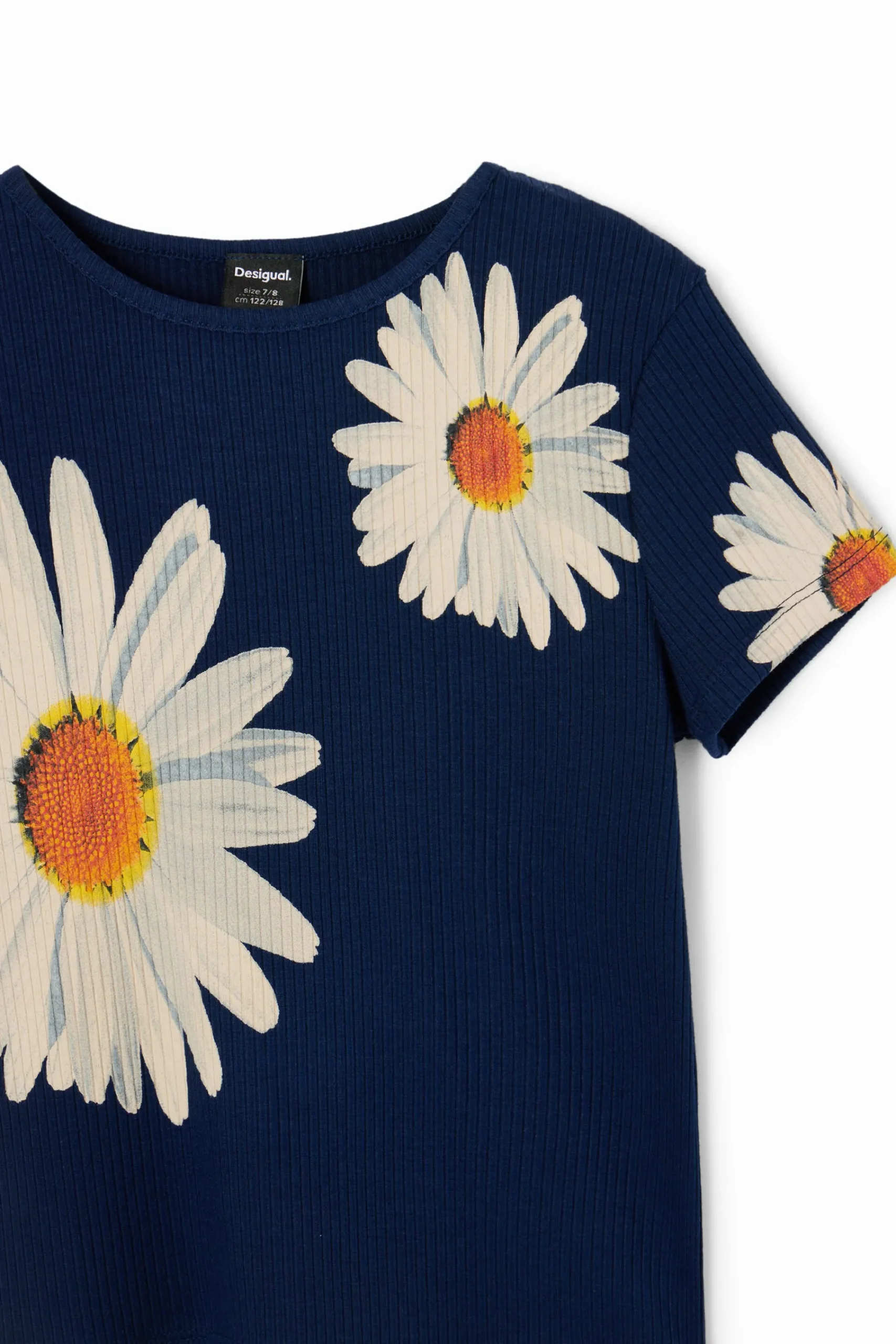 Camisetas Y Camisas-Desigual Camiseta canalé margaritas