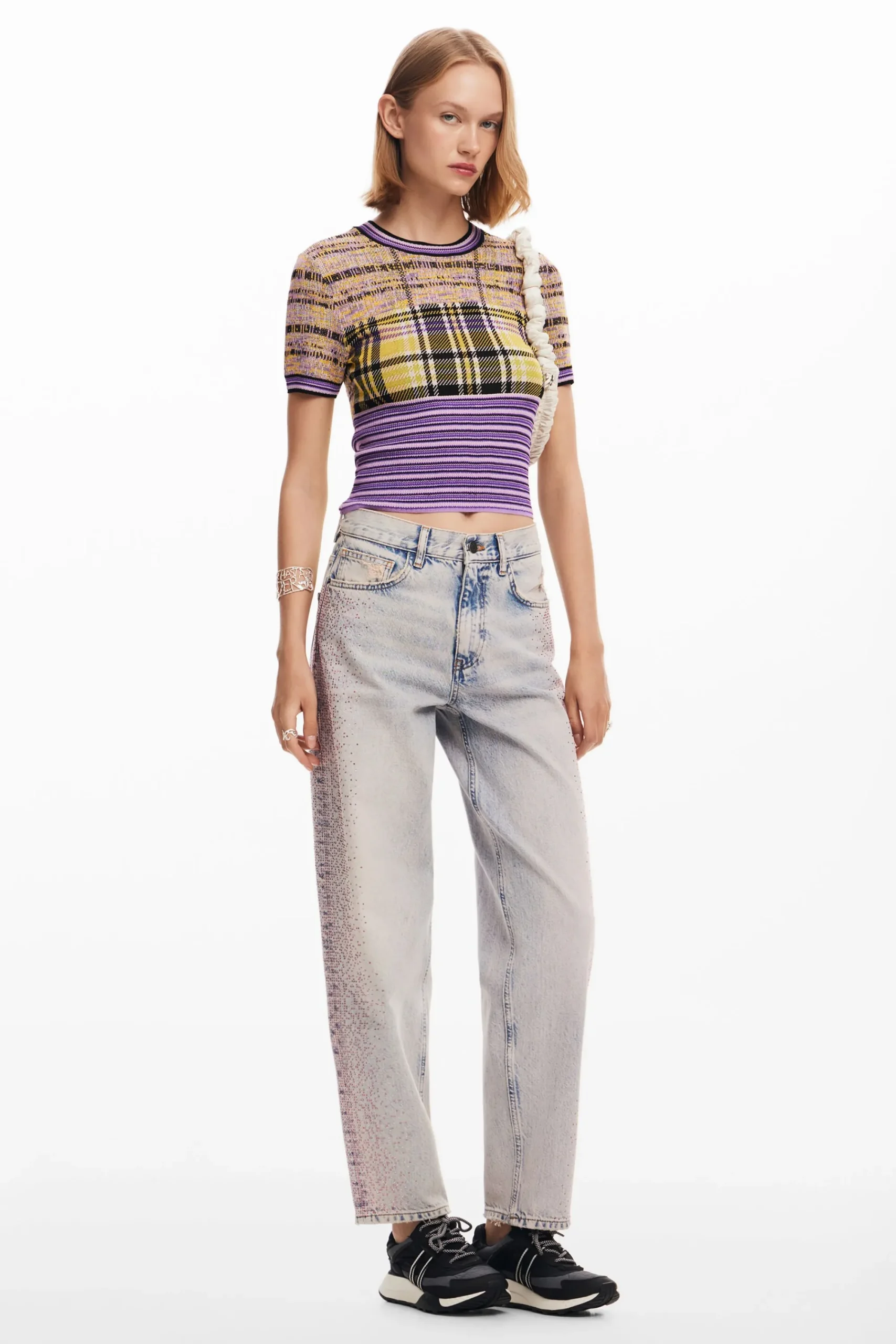 Ropa De Punto|Camisas Y Blusas-Desigual Camiseta de punto cuadros